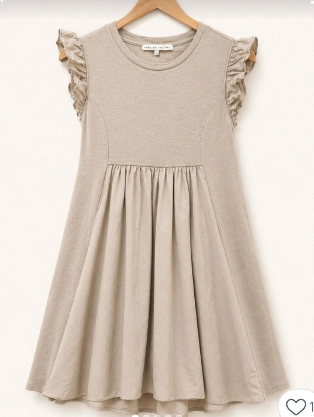 English Factory Ruffle Sleeve Dress in Sage green